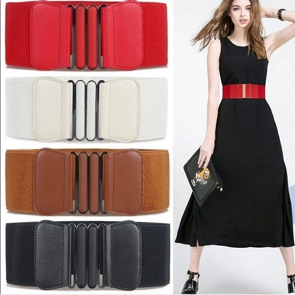 Women Fashion Accessories Belt Soft Wide Self Tie Wrap Around Waist Band Dress Belt (Brown)