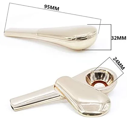 Tobacco Pipe Portable Spoon Tobacco Pipe Stainless Steel Herb Pipe Accessories (Black)