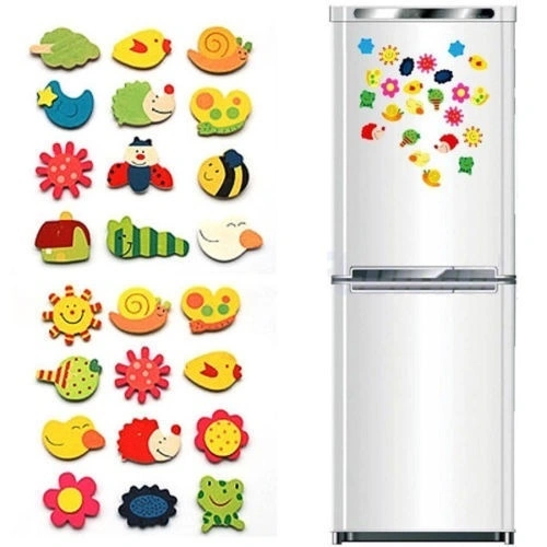 12Pcs/Set Baby Cute Fridge Magnet Wooden Cartoon Animal Child Educational Toys (Random)