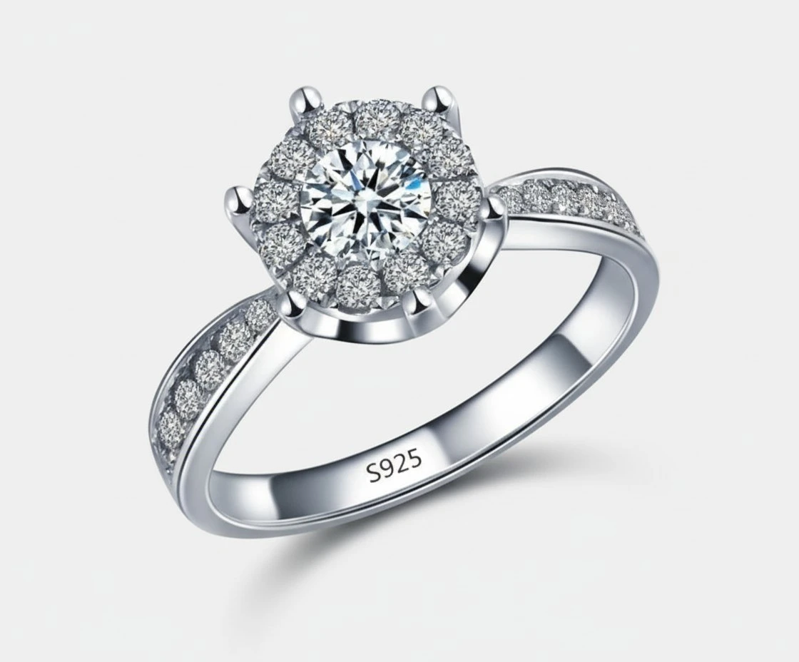 Fashion Jewelry Ring Luxury Zircon Engagement Ring Charm Bride Wedding Gift (Size:9)