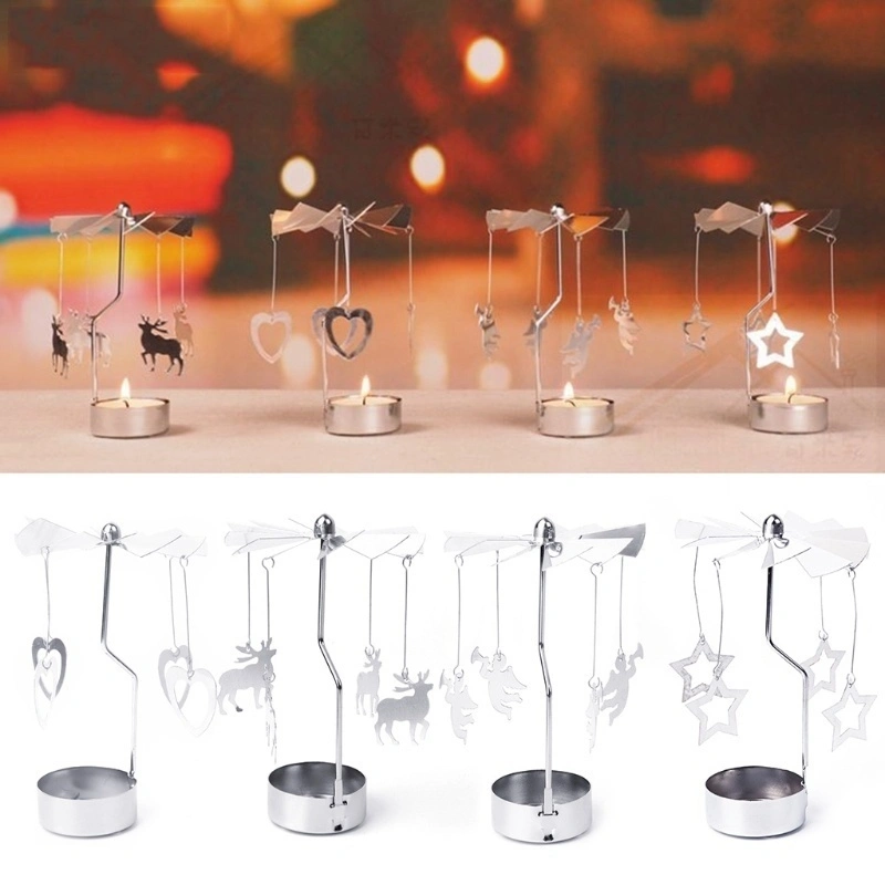 Fashion Rotary Spinning Tealight Candle Metal Tea light Holder Carousel Home Decor  (Tree)