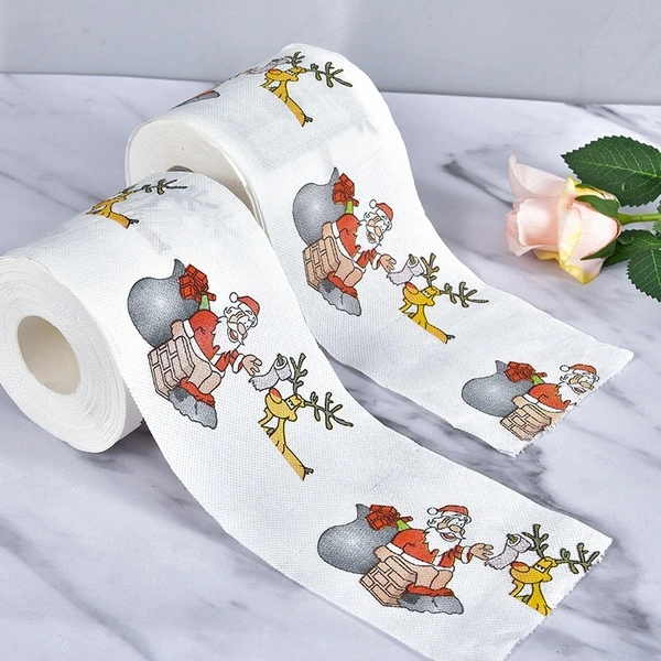 5 Types Home Santa Claus Bath Toilet Paper Christmas Supplies Xmas Decor Tissue Roll (#3)