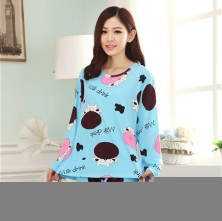 Women Nightwear Long Sleeve Cute Cartoon Two Set Of Sleepwear Set