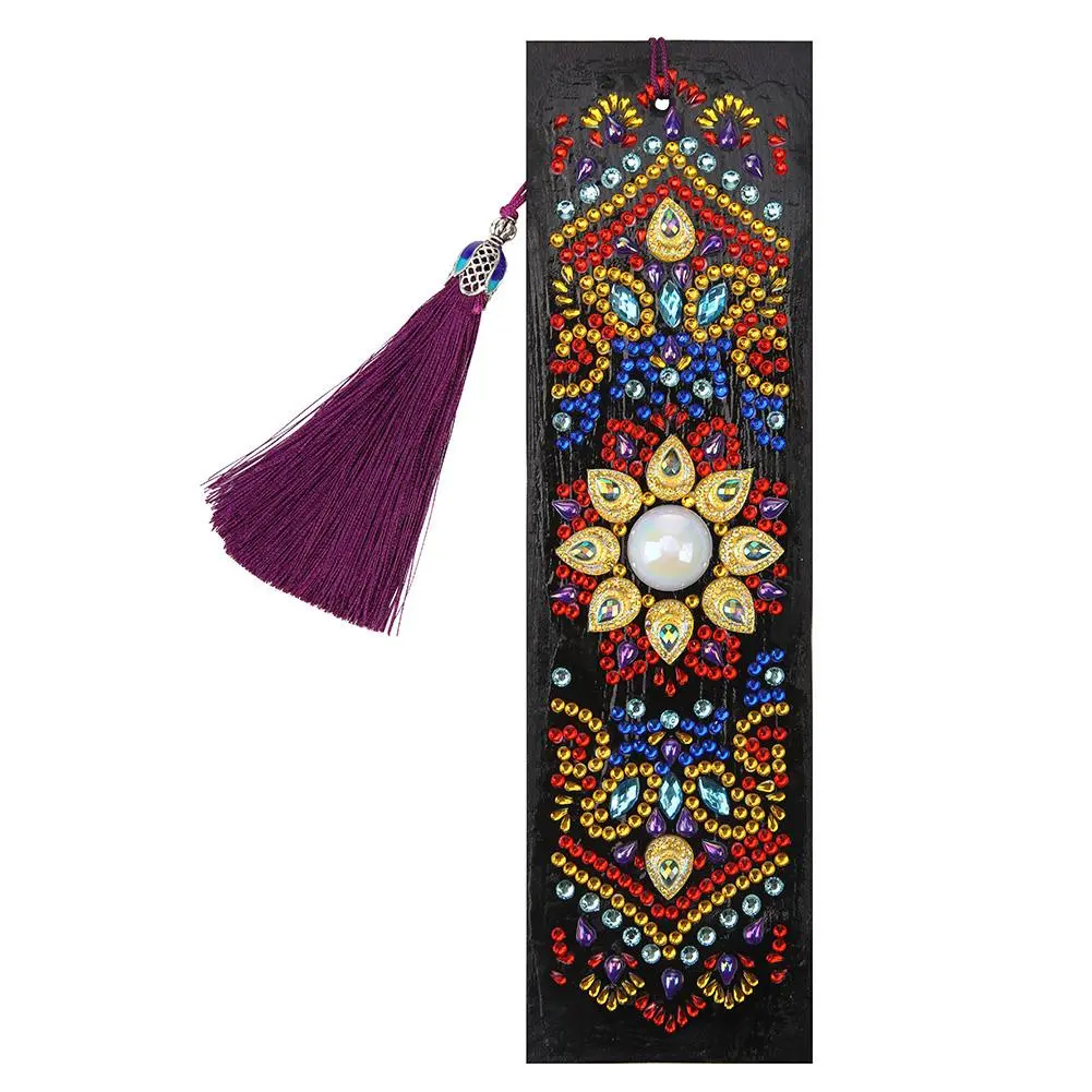 Flowers Pattern Diamond Painting Tassel Bookmark for DIY Gift Book Decoration