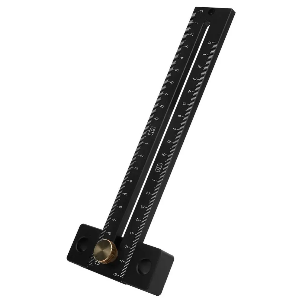 180mm T-Type Scribing Ruler Metric Scale Black Aluminium Alloy Woodworking Marking Tool