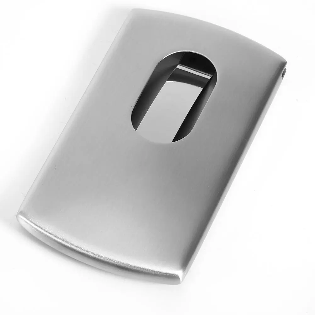 Hand Push Type Business Card Holder Portable Stainless Steel Name Card Case Storage Organizer