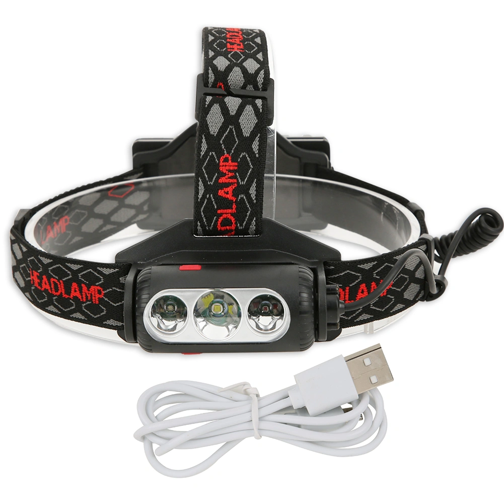 Strong Light White/Red/Green Illuminant T6+COB Head Lamp USB Charging Rotating Multifunction Headlamp