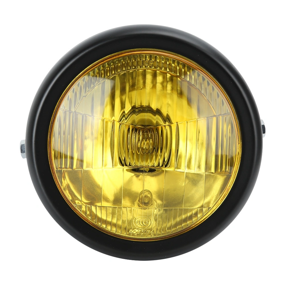 Retro Motorcycle Round Headlight Yellow Lens Head Lamp Modification Fits for GN125