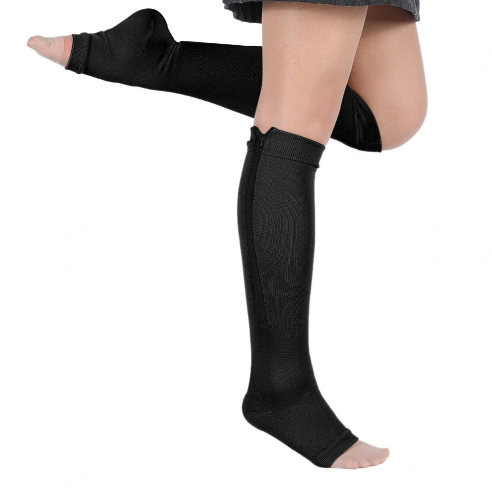 Zipper compression socks elastic unisex compression socks(black S)