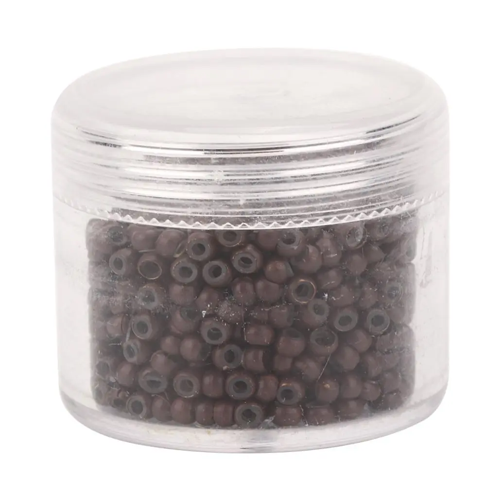 1000pcs 3mm x 2mm Silicone Micro Links Rings Beads Hair Extension Tool(Brown )