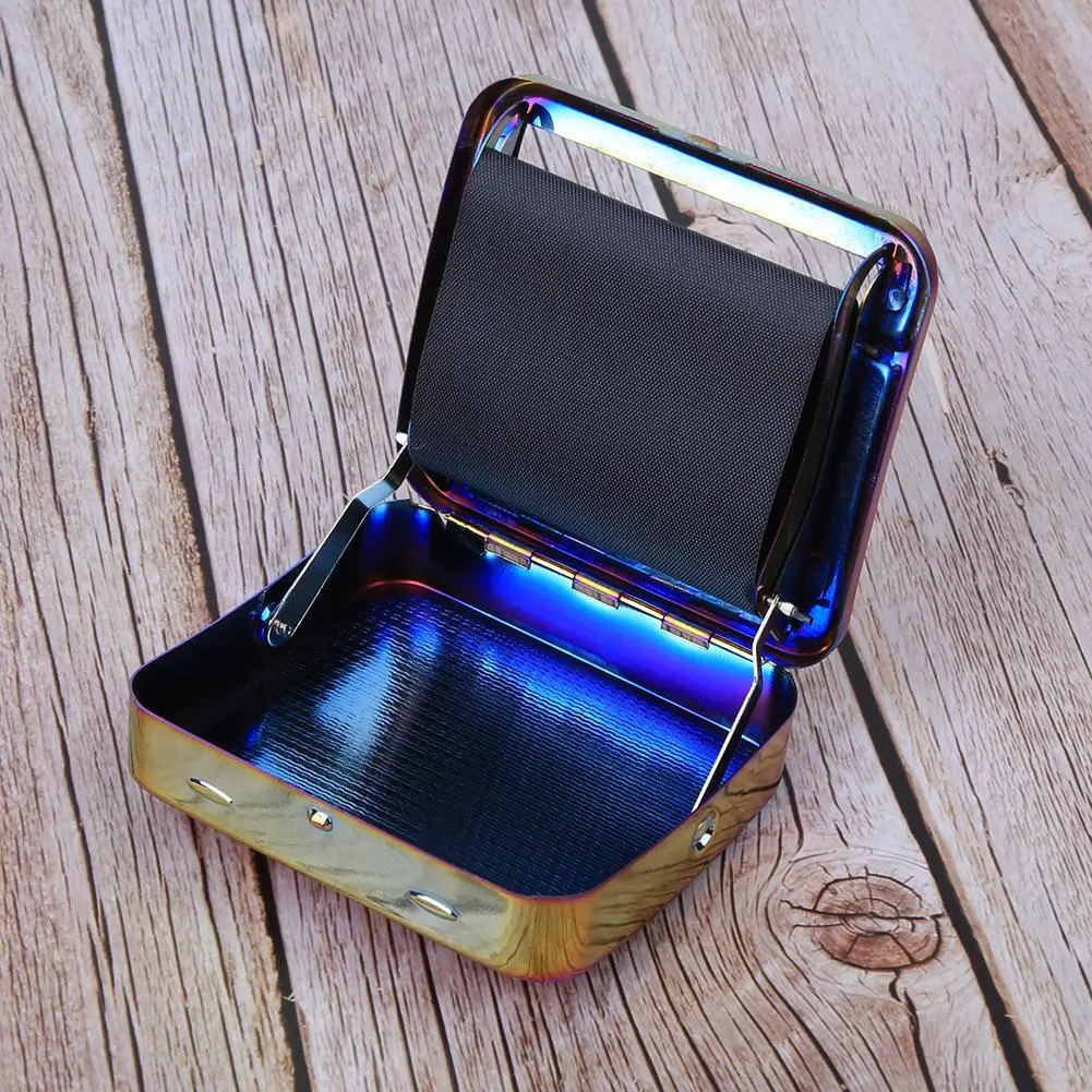 Metal Cigarette Rolling Box Colorful Adjustable Manual Roller Smoking Supplies 70mm(Colorful )