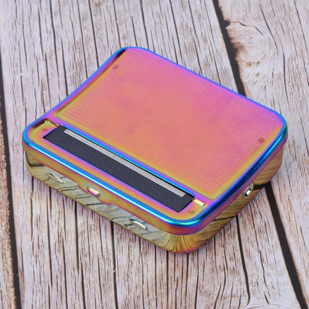 Metal Cigarette Rolling Box Colorful Adjustable Manual Roller Smoking Supplies 70mm(Colorful )