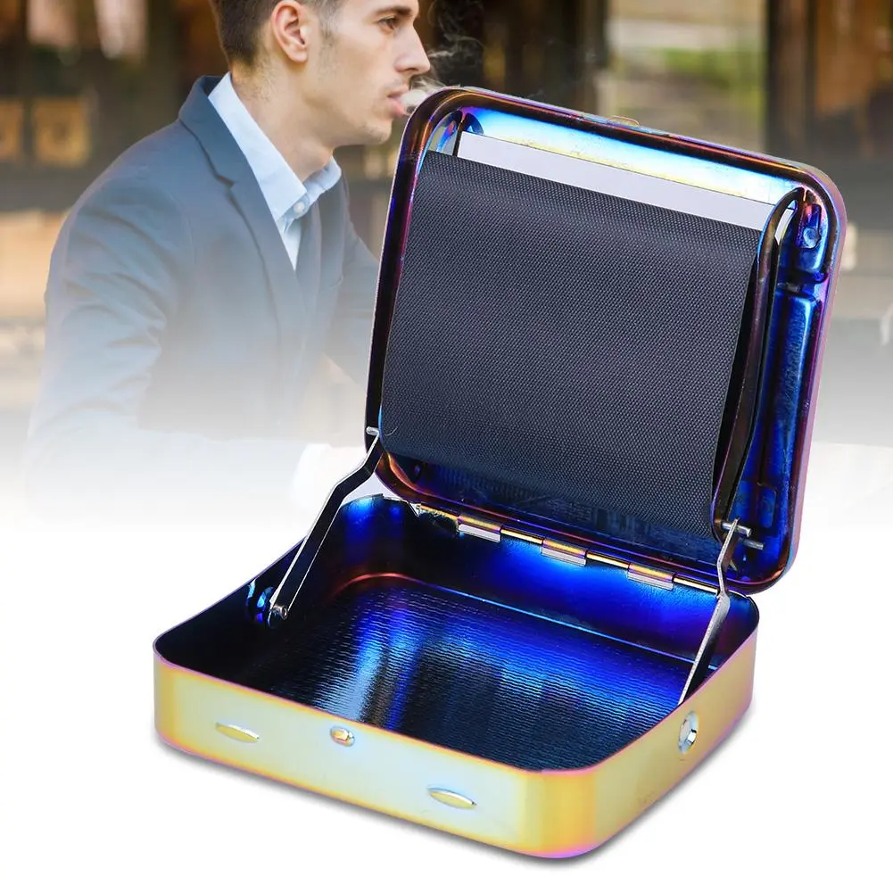 Metal Cigarette Rolling Box Colorful Adjustable Manual Roller Smoking Supplies 70mm(Colorful )