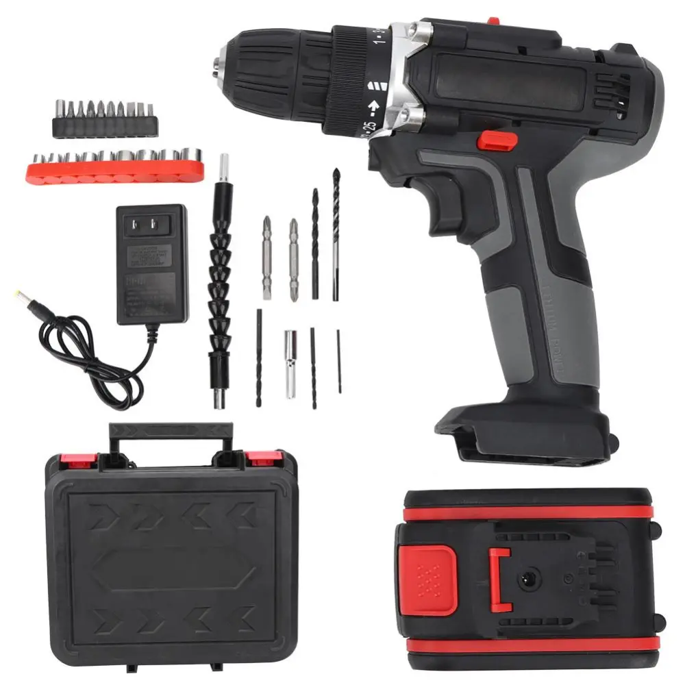 48Vf Hand Electric Drill Lithium Battery Household Screwdriver Power Tool US Plug 100V-240V