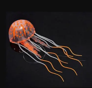 Artificial Jellyfish Aquarium Decoration Glowing Effect Fish Tank Ornament Decor Orange