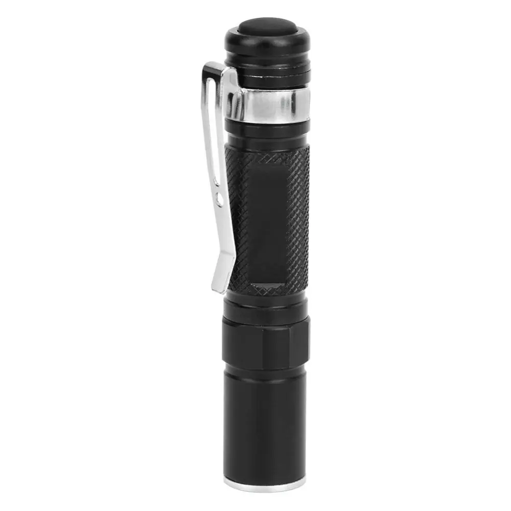 Outdoor Portable Mini LED Flashlight Telescopic Pen Shape Light Torch for Emergency(black )