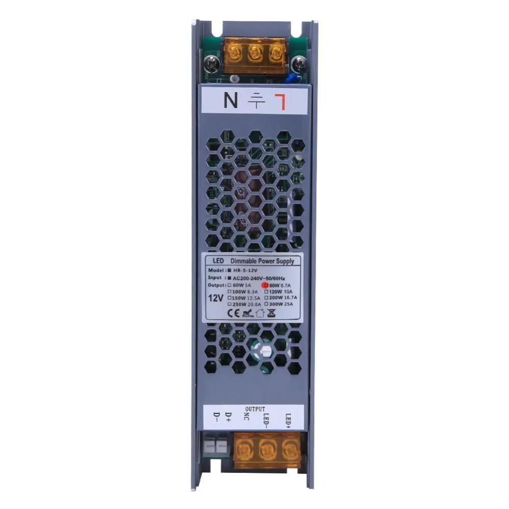 80W Dimming Power Supply High Efficiency Support SCR 0-10V PWM DALI 4 Control Methods(12V/6.7A )