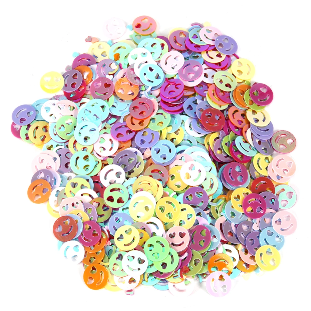 60g/Bag Colorful Sequin Birthday Wedding Party Confetti Nail Decor DIY Material Accessories(Smiling Face )