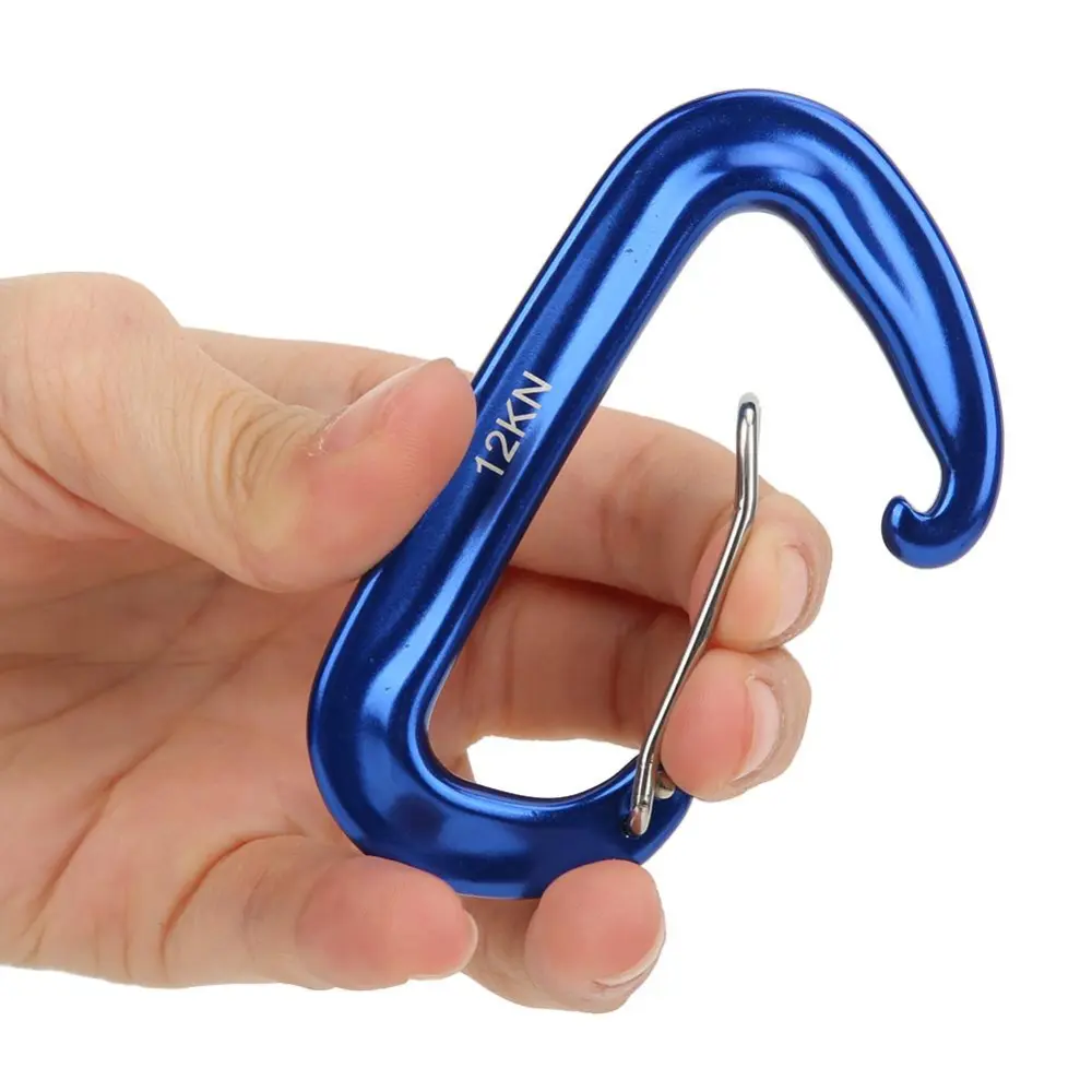 12KN D-Shape Carabiner Spring Loaded Gate Snap Hook Quick Link Lock Safety Buckle Locking for Parachuting(blue )