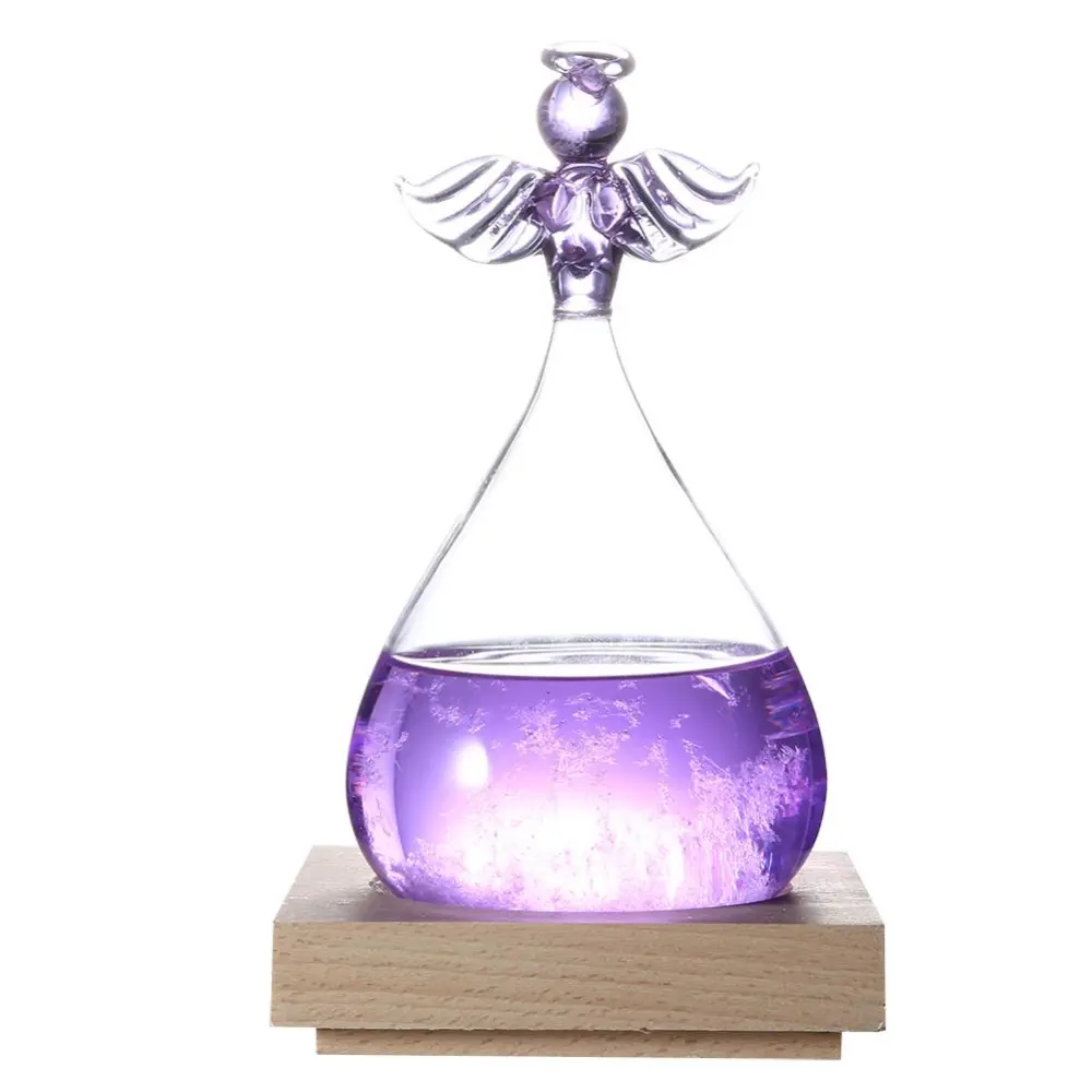 Innovative Angel Decor Shape Weather Forecast Glass Bottle Home Ornament Valentine's Day Gift(Purple )