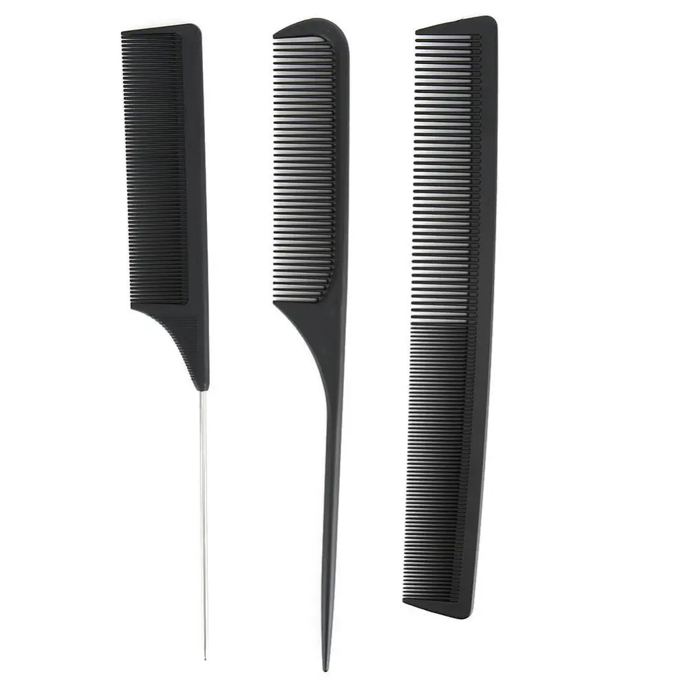 3pcs Professional Hair Styling Comb 
    
    Anti-Static  
    
    Carbon Fiber Tail Comb for Barber Salon(Set )