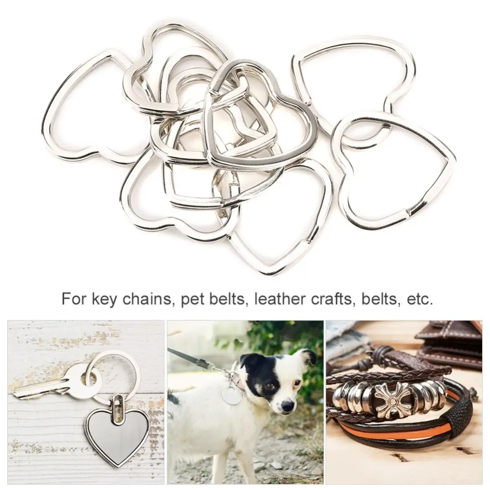 10pcs Metal Key Chain Ring Hook Connector DIY Jewelry Making Tool Handbag Decoration(Heart-shaped )