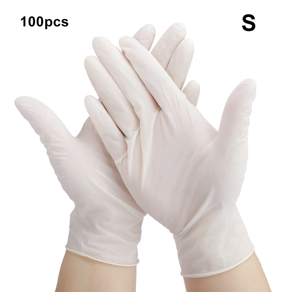 100pcs/box Disposable Latex Gloves Hands Protection Elastic Gloves for Household Cleaning(S )