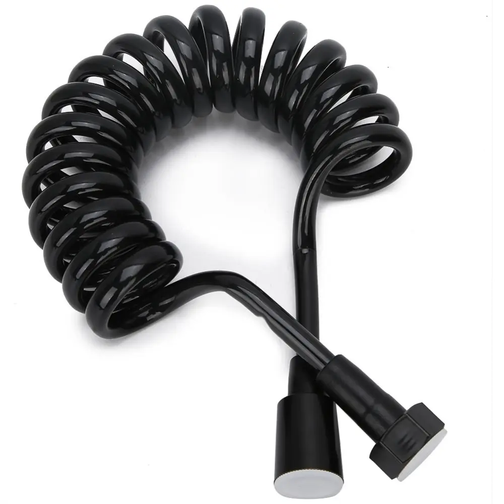 2m Flexible Shower Hose Anti-winding Universal Spring Hose for Water Pipe Sprayer Gun (Black)