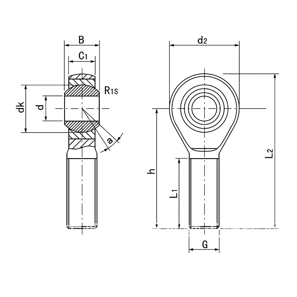 2PCS SA6T/K Male Thread Self-Lubricating Articulated Bearing Rod End Joint Bearing