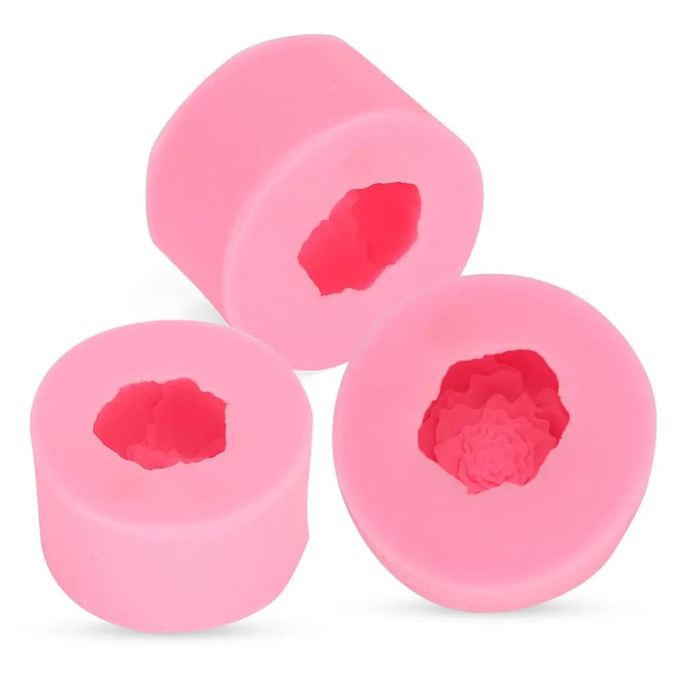 3Pcs Lovely Distinctive Round Flower Shape Cake Candle Soap Silicone Mold DIY Tool Accessories