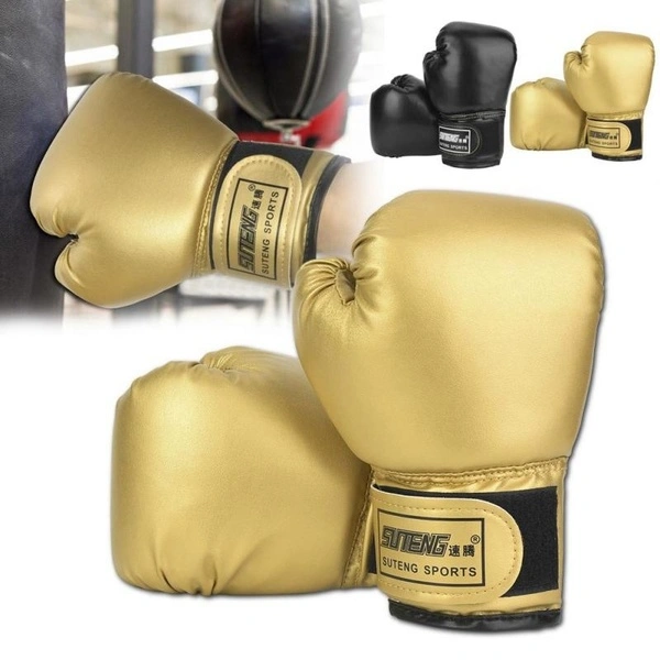 Children Boxing Gloves Sparring Grappling Boxing Fight Punch Ultimate Leather Gloves (Gold)