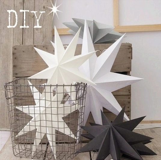 30 cm 6 '' Nine Angles Decoration Star Paper Tissue Paper Star Hanging Lantern (Black)