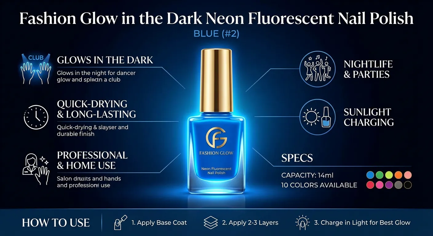 Fashion Glow in the Dark Neon Fluorescent Nail Polish Varnish Luminous Paint 14ml (#2)