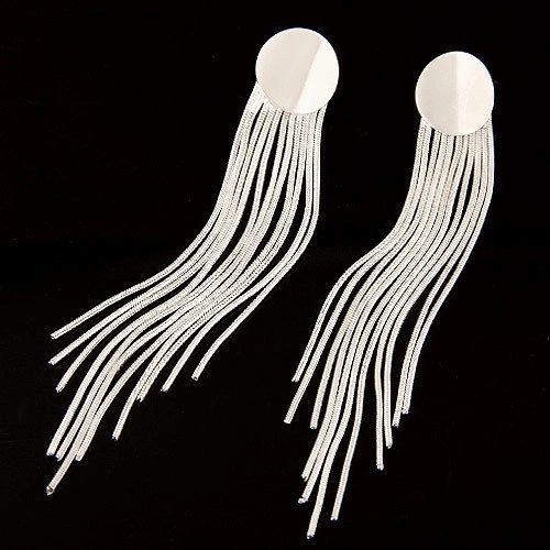 Multilayer Chain Tassel Dangle Earrings For Women Charm Jewelry Silver