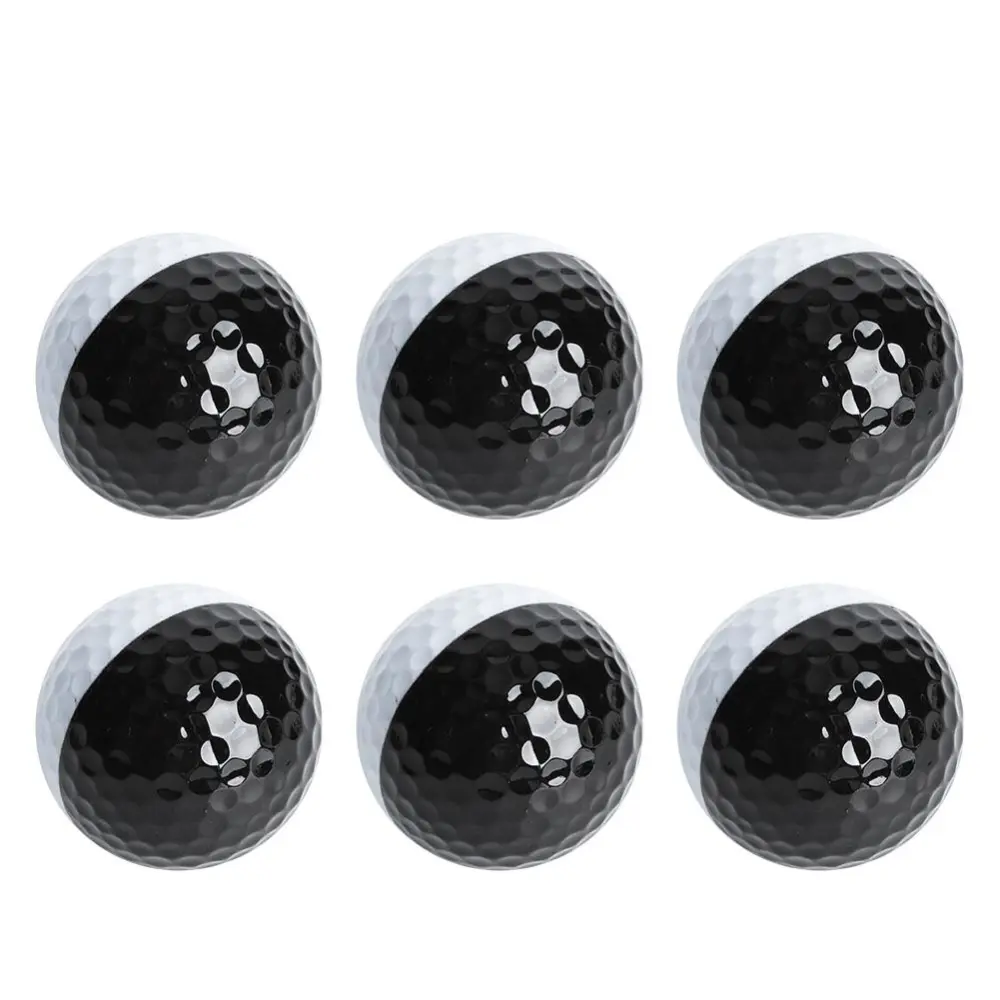 6PCS PU Black White Soft High Elastic Excellent Stable Fly Two Layers Indoor Putter Assist Golf Practice Ball