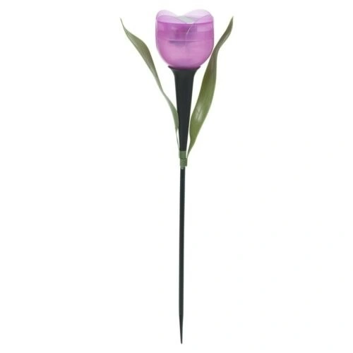 1pcs Garden Tulip Flower Shape LED Solar Powered Lights Outdoor Yard Standing Decor (Pink)