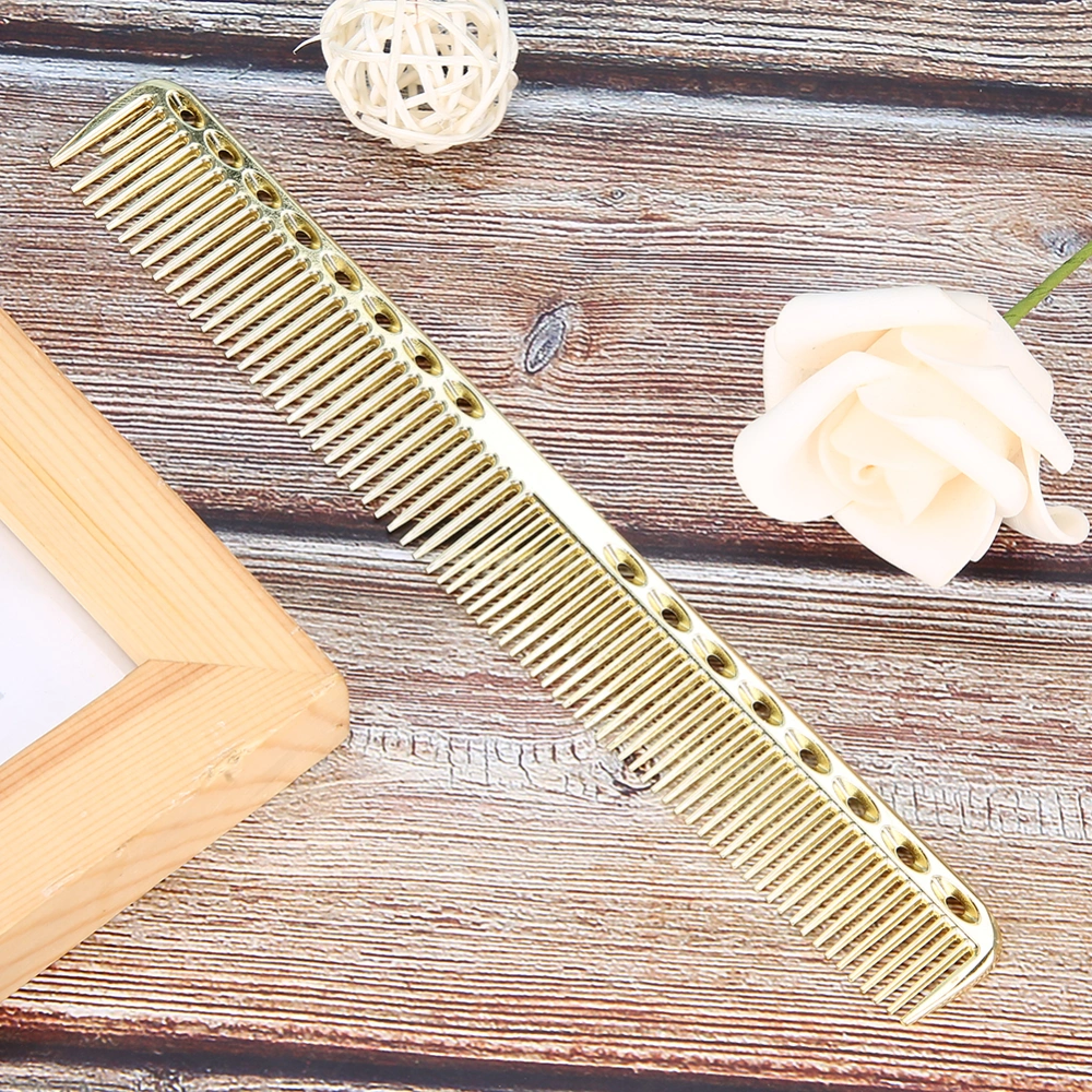 Professional Stainless Steel Comb Hair Salon Hairdressing Anti-Static Haircut Space Comb(Golden Yellow )