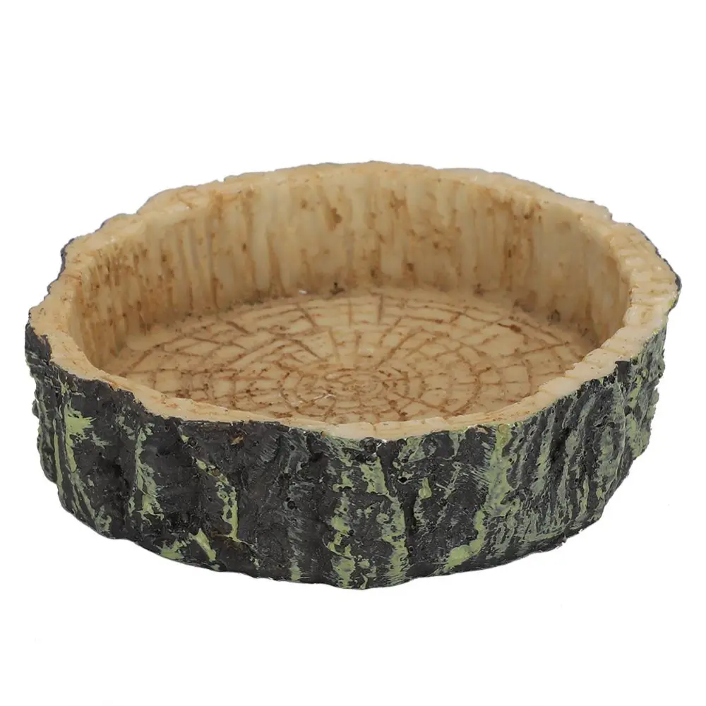 Reptile Water Dish Food Bowl Synthetic Resin Round Pet Eating Pot for Tortoise Terrapin