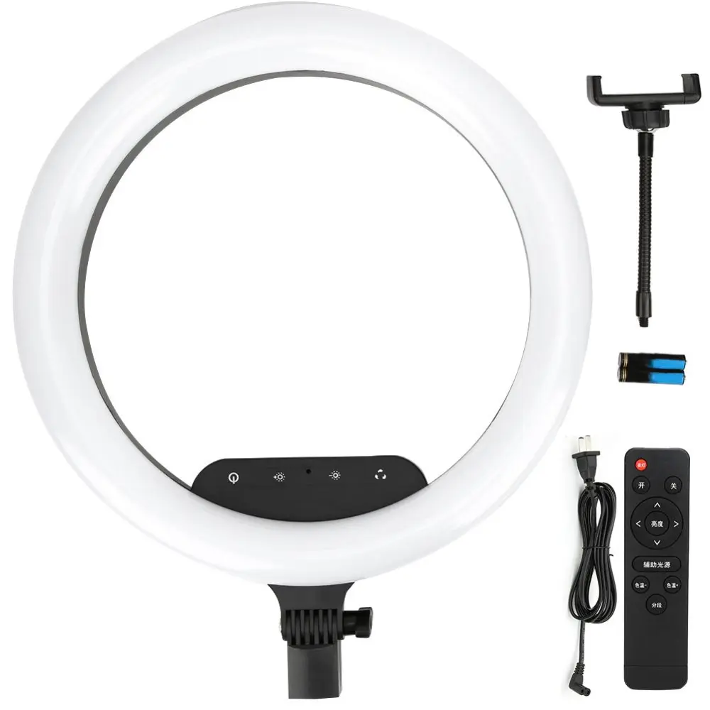 ABS Plastic Black Adjustable Brightness 14 Inch Live Broadcast Beauty Wireless Remote Control Ring Fill Light US Plug AC0-250V