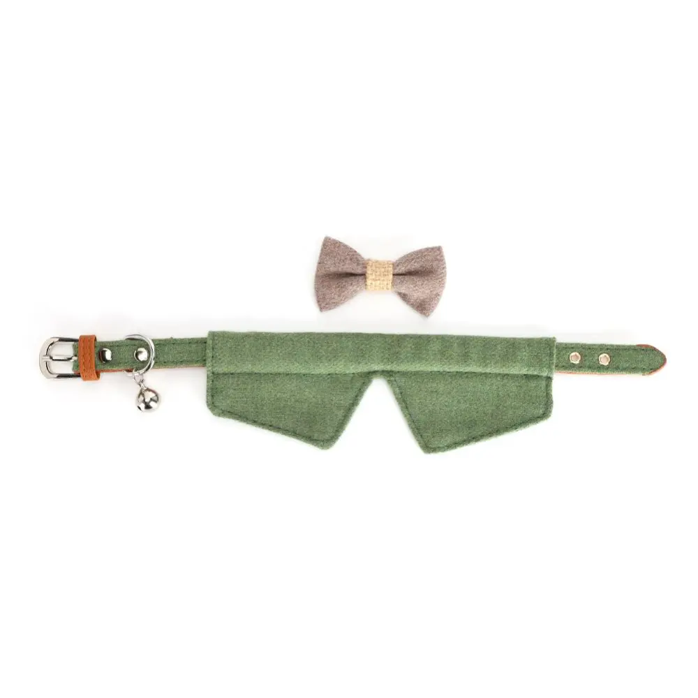 Thickened
    Green Pet Collar with Large Bow Tie Felt Cloth Cat Small Medium-sized Dog
    Collar