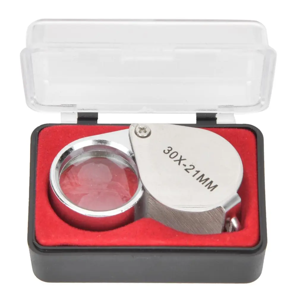 Portable Mini Glass Magnifying Lens 
    
    Jewelers Magnifier for Identifying Jewelry Stamps Coins Antiques(Silver )