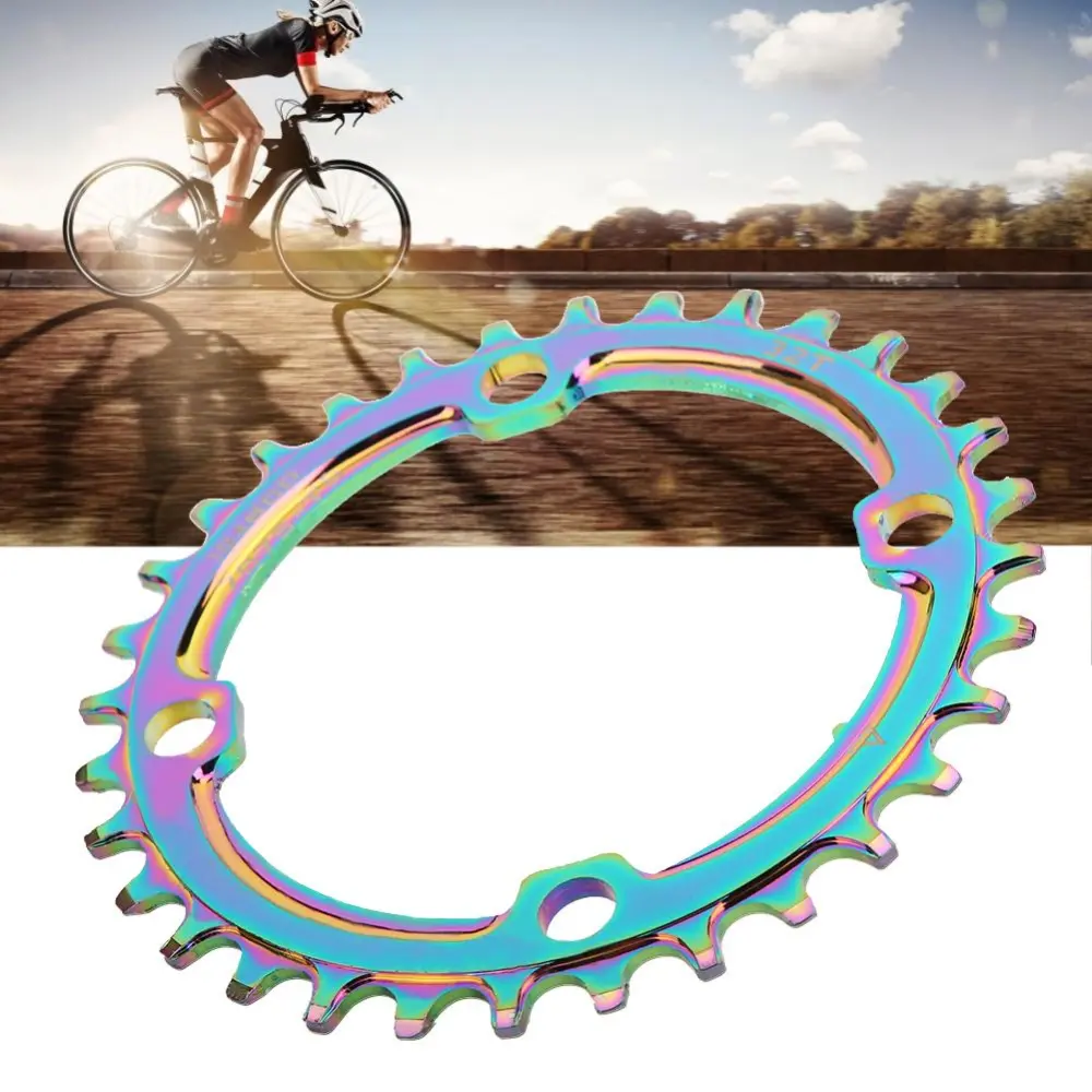 104BCD Mountain Bike Positive &amp; Negative Tooth Disc Chain Wheel Chainring Colorful Plating Color(32T )