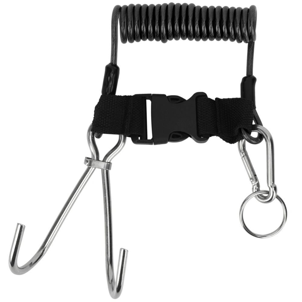 Stainless Steel 
    
    Marine Sports Reef Double Hook with Spring Rope for Diving Scuba Accessories(Transparent Black )