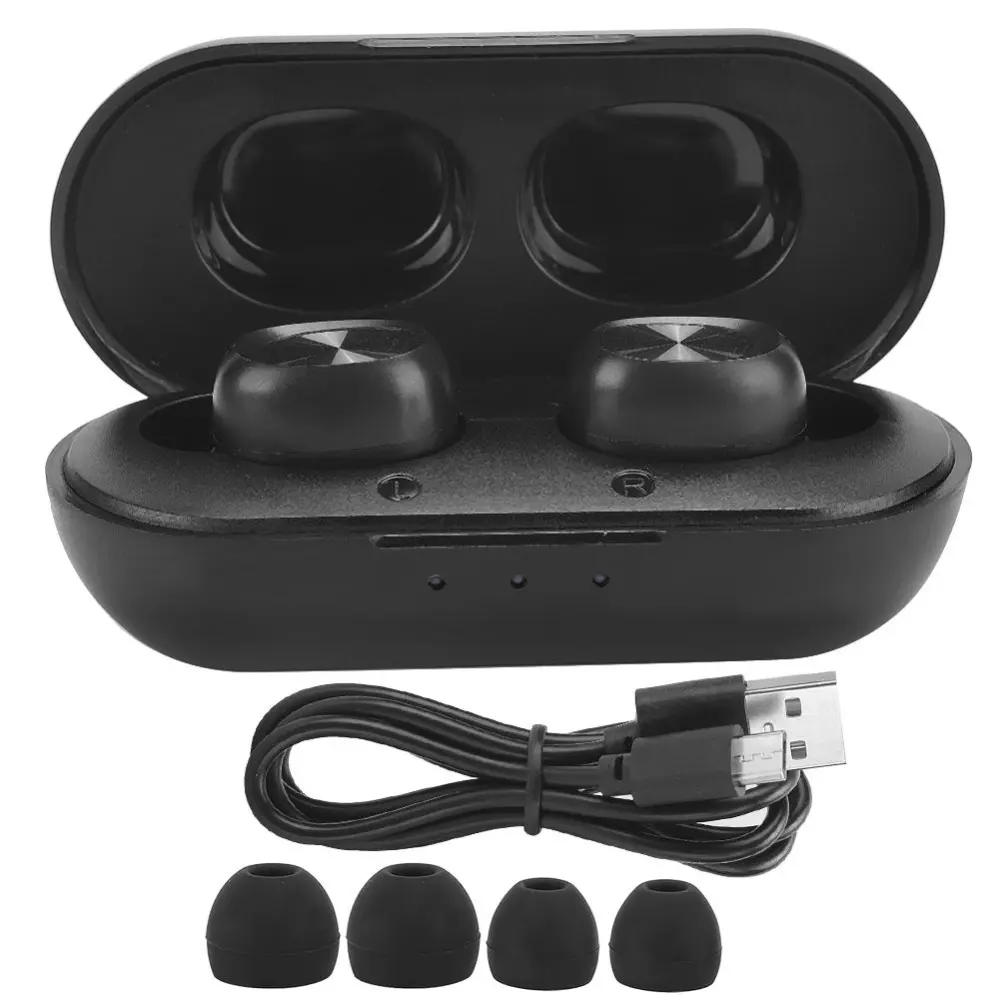 Touch Control Wireless Bluetooth Earbuds Mini Noise Reduction  Earphone with Light Display for Android/ IOS Mobile Phone(Black )