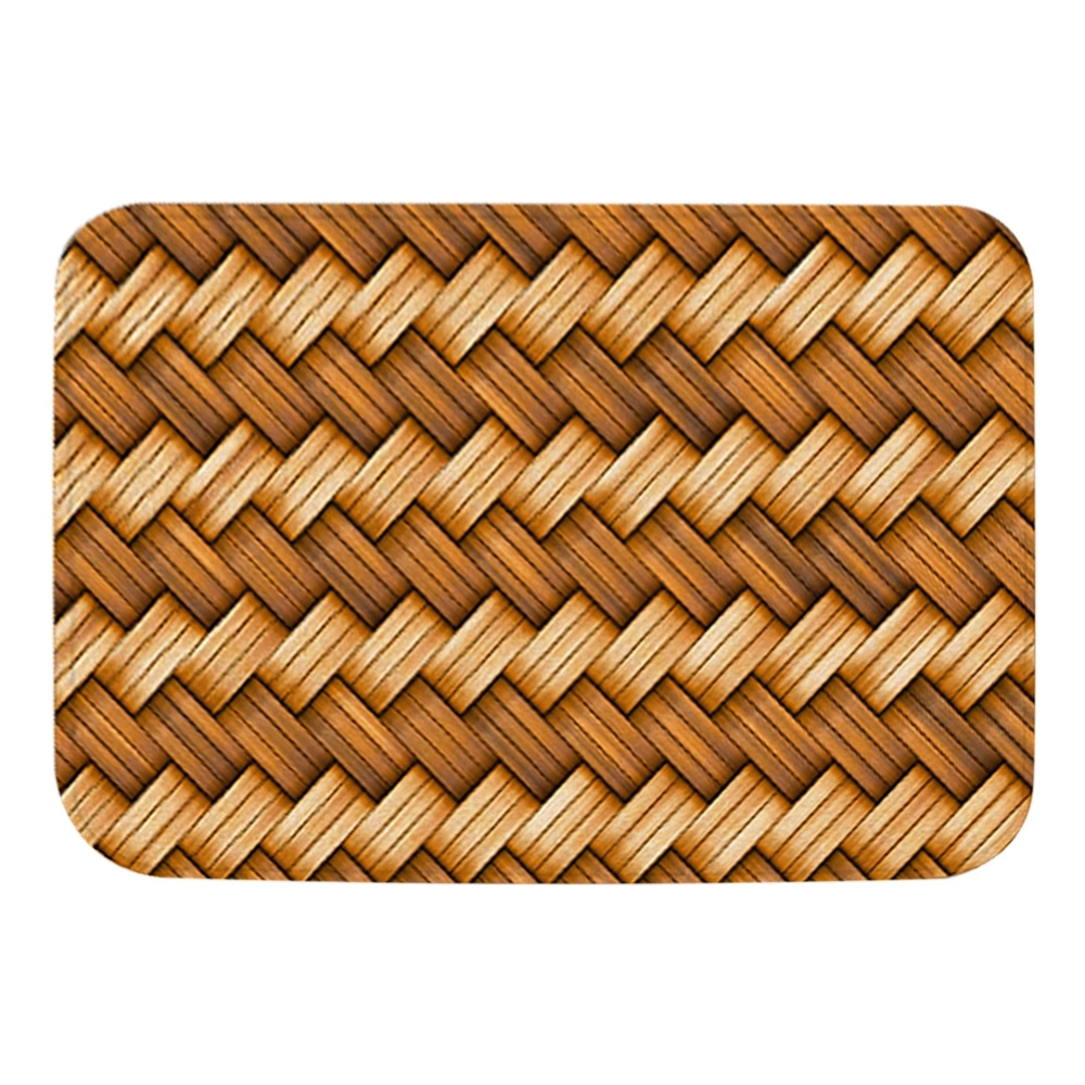 Bamboo Weaving Pattern Door Mat Anti-Slip Absorbent Floor Mat for Home Bathroom(50x80cm )