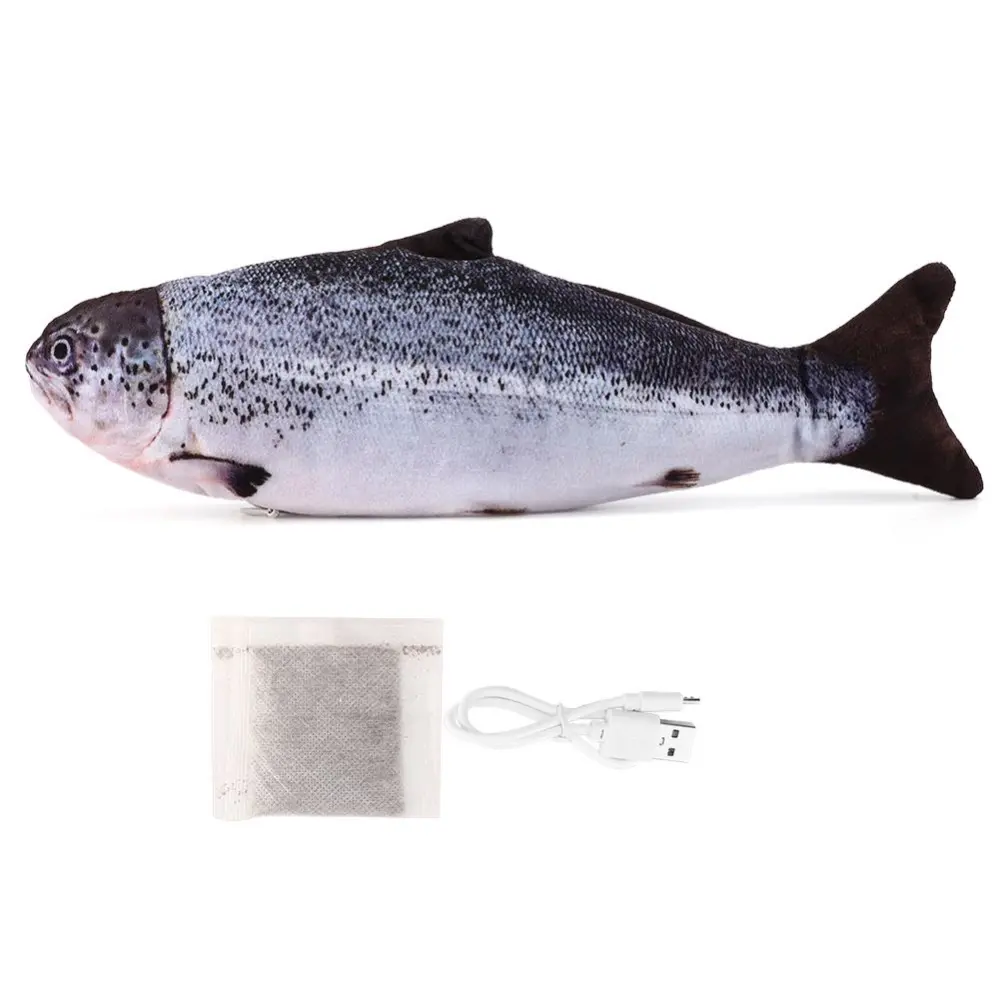 USB Rechargeable Electric Simulation Artificial Fish Cat Playing Toys Pet Supplies(Salmon )