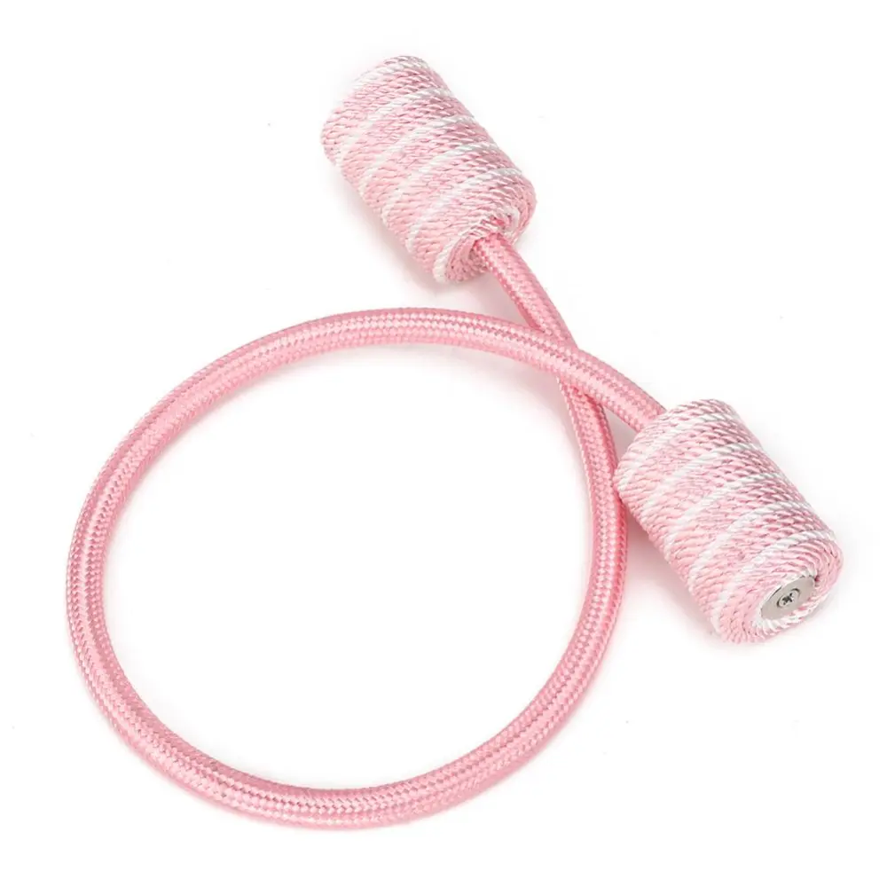 Hand Knitting Simple Style Magnetic Curtain Tiebacks Buckle Clips Curtain Decoration Accessory(White Pink Dual Color )