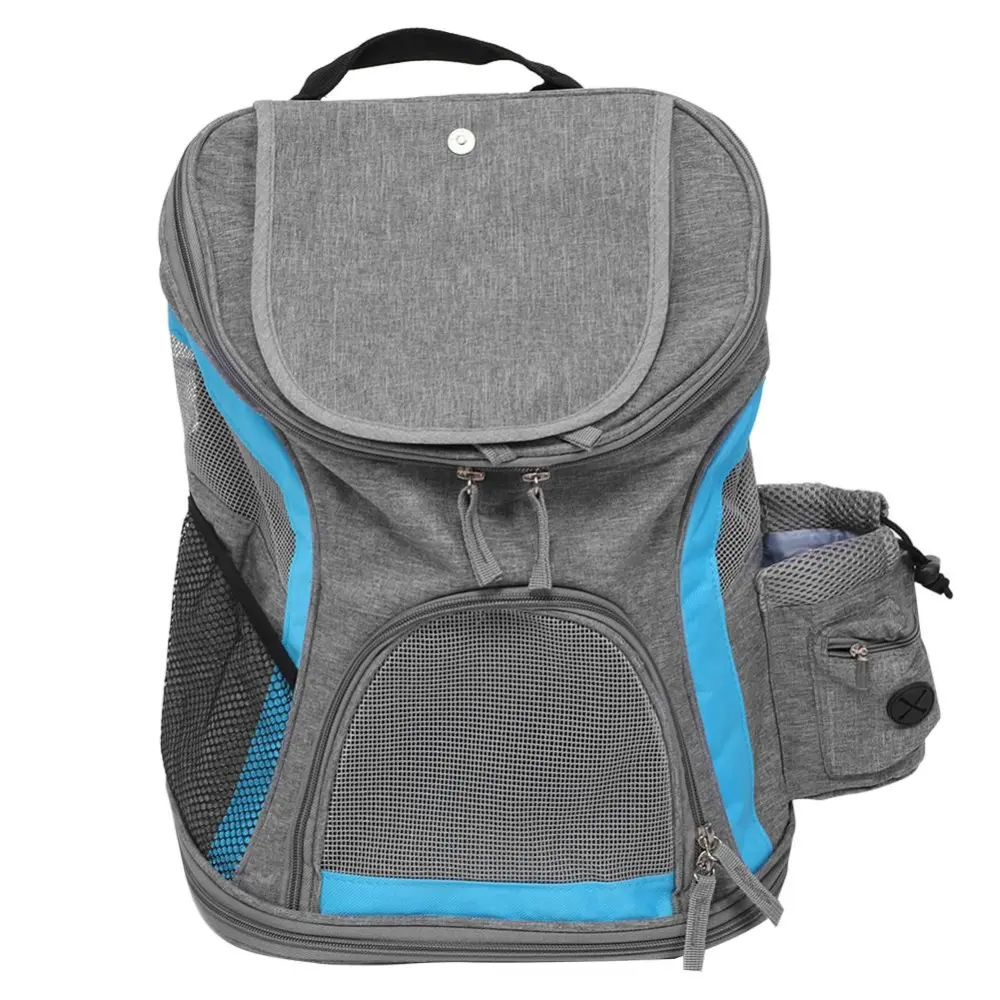 Eco-Friendly Breathable Pet Carrier Folding Cat Carrying Bag Backpack for Outdoor Travel Use(Blue + Gray )