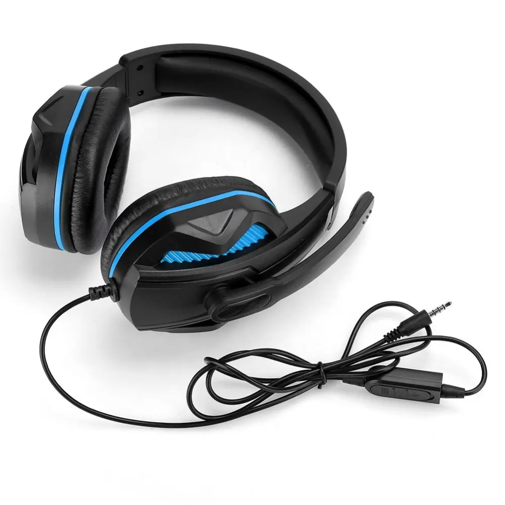 SEZ-881 ABS Lightweight Microphone Gaming Headset Noise Reduction 3.5mm Headphone Equipment for Xboxone/PS4(Blue )