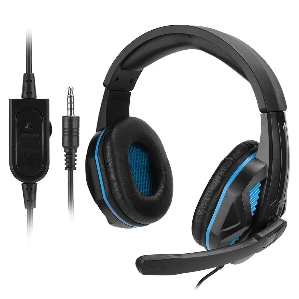 SEZ-881 ABS Lightweight Microphone Gaming Headset Noise Reduction 3.5mm Headphone Equipment for Xboxone/PS4(Blue )